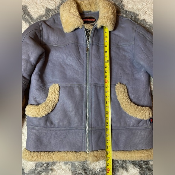 Vintage Walter Davoucci Shearling Leather Blue  Jacket Winter Mens XL - Picture 5 of 14